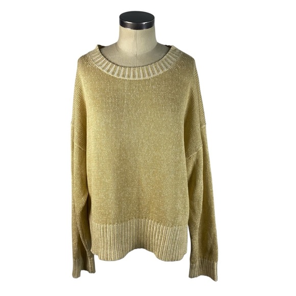 J. Crew BH469 Relaxed Linen Cotton Blend Beach Sweater XL Khaki Tan - Picture 2 of 8